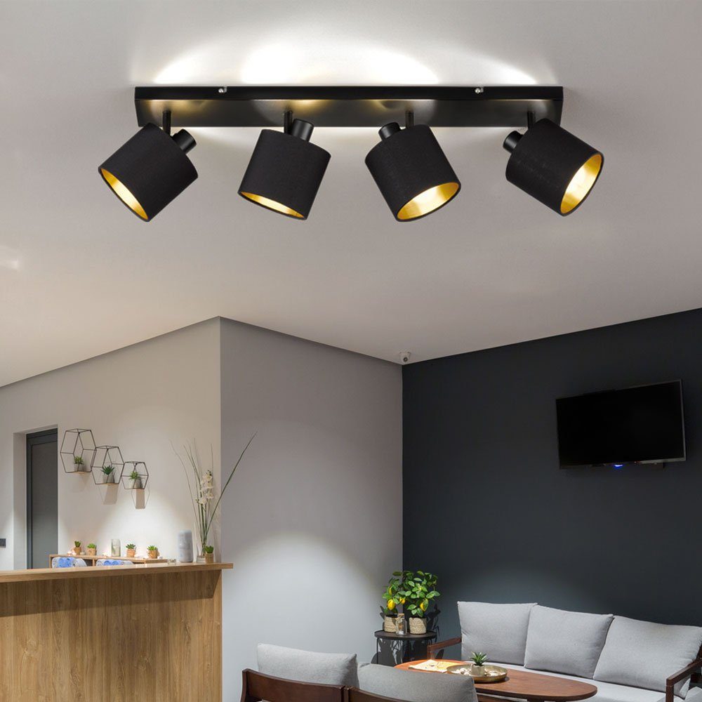 etc-shop LED Deckenspot, Leuchtmittel nicht inklusive, Deckenleuchte schwarz 4 Flammig Deckenlampe schwenkbar Spotleiste