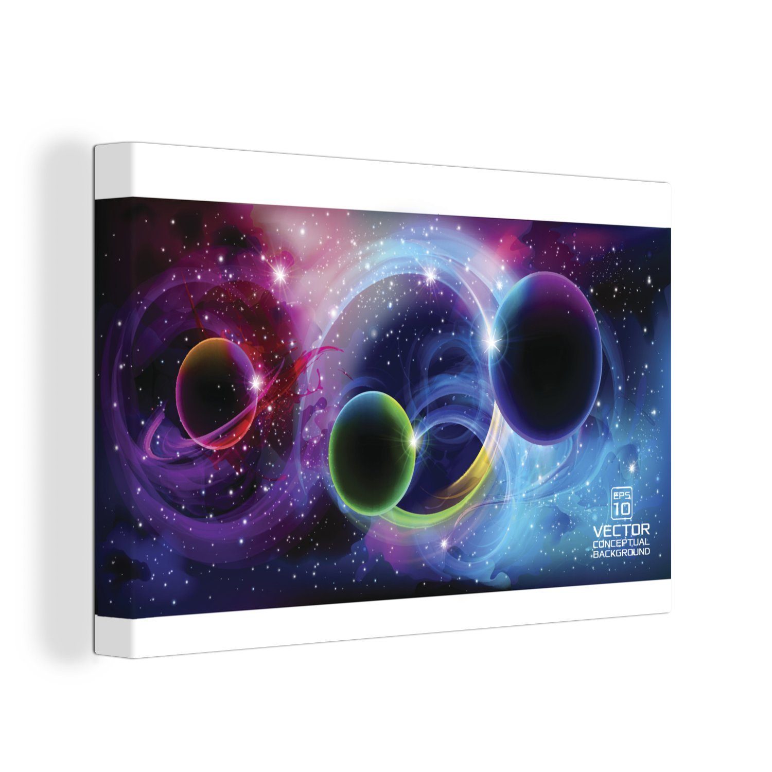 Leinwandbilder, Aufhängefertig, vielen Universums Leinwandbild 30x20 St), OneMillionCanvasses® und Wandbild mit Eine Wanddeko, Planeten, Sternen Illustration (1 cm des