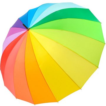 iX-brella Langregenschirm Leichter Regenbogen Fiberglas XXL-Schirm 16-teilig, farbenfroh