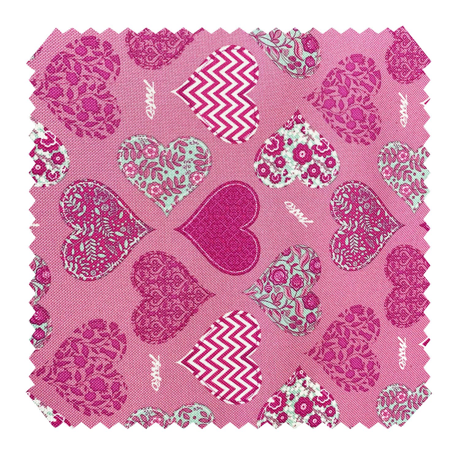 Stoff OXFORD 210D D162 Herzen Rosa Pink Printstoff Outdoor