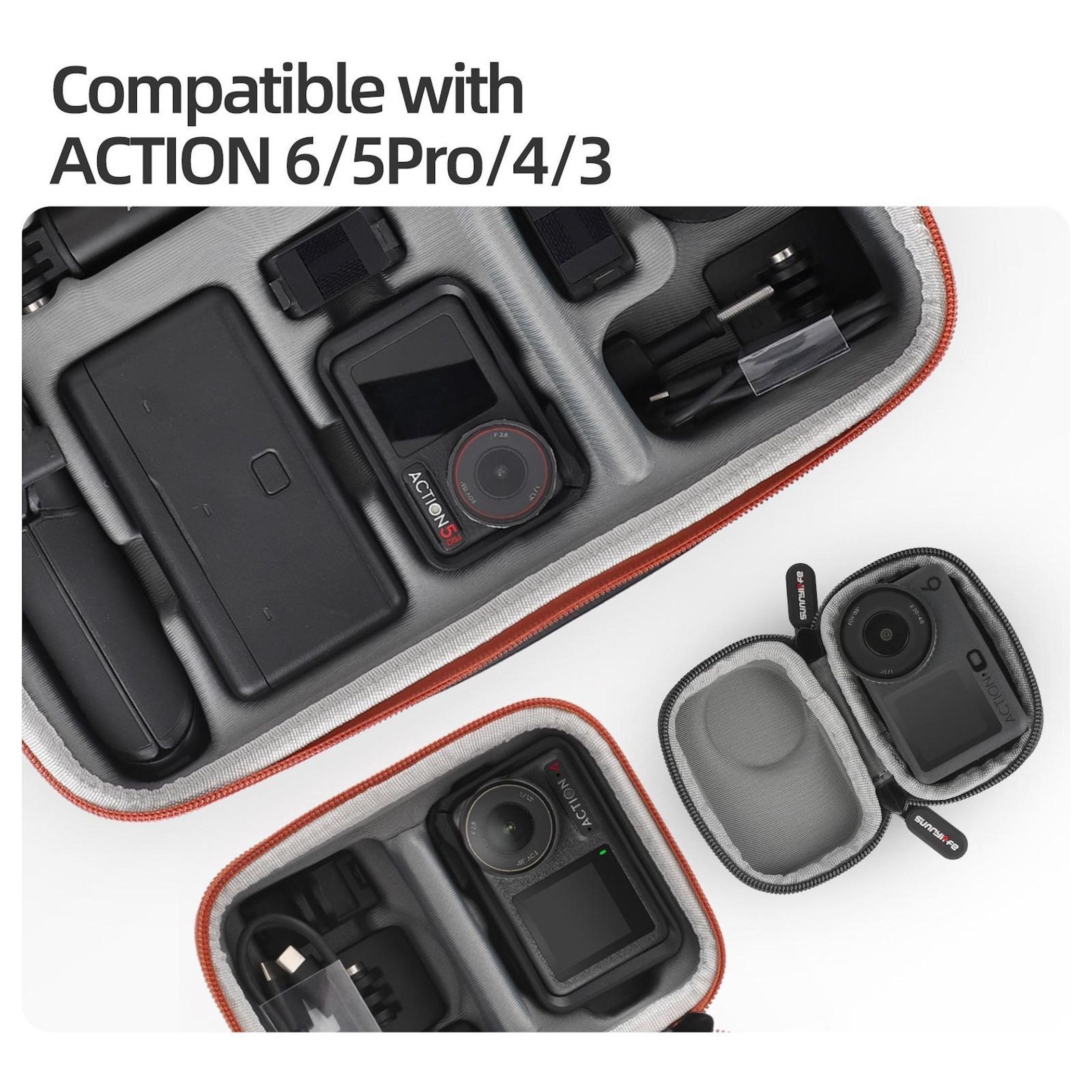 Wigento Für DJI Osmo Action 6 / 5 Pro / 4 / 3 portable Body Tasche Schwarz Zubehör Drohne – Bild 3 von 5