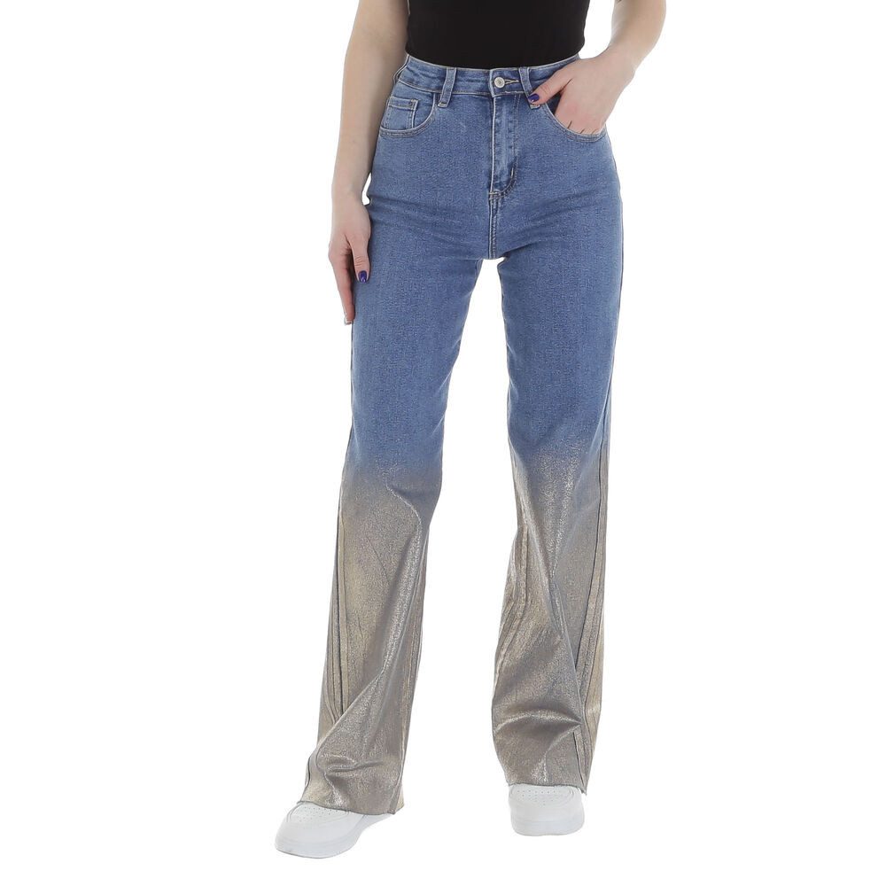 Ital-Design Weite Jeans Damen Freizeit (85989840) Used-Look Stretch High Waist Jeans in Blau