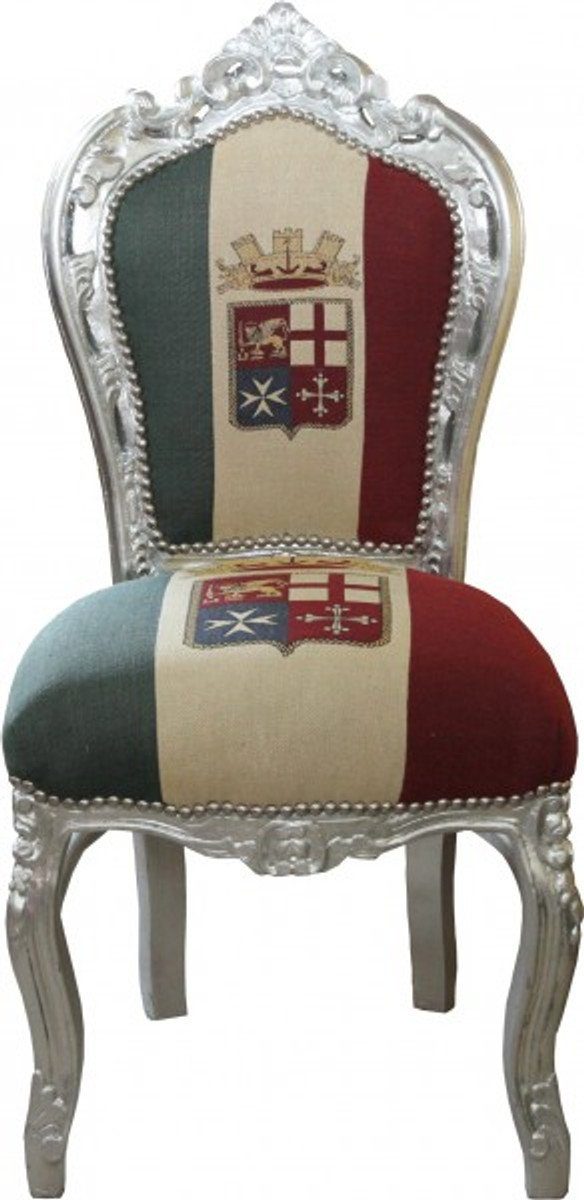 Casa Padrino Esszimmerstuhl Barock Esszimmer Stuhl Italien / Silber Antik Stil | Stühle