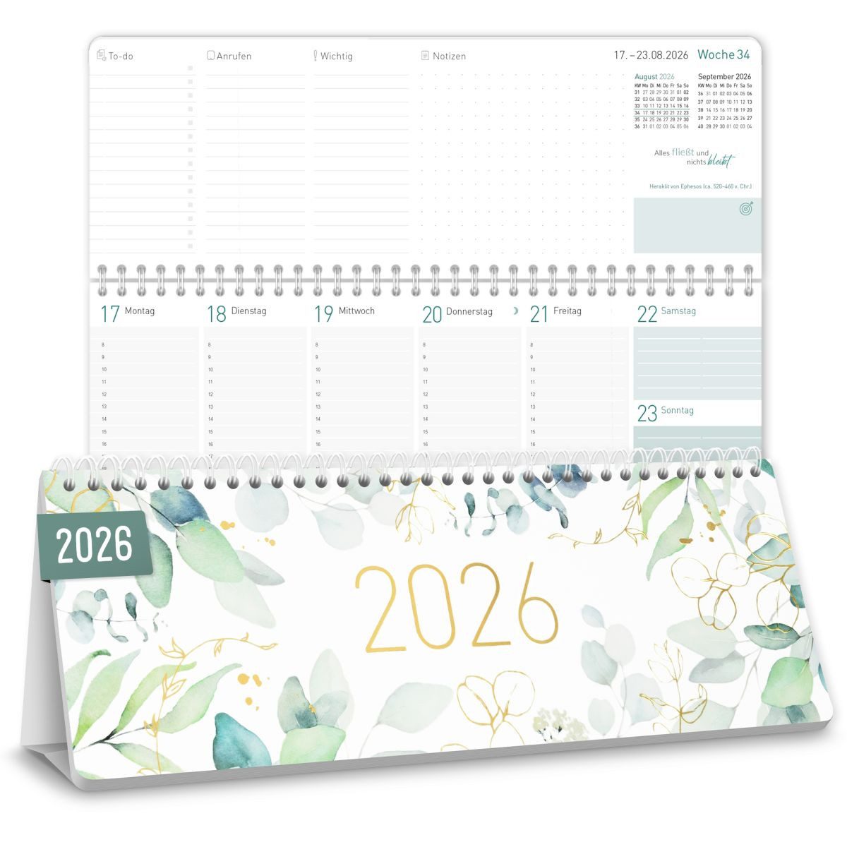 Häfft Tischkalender Aufstellkalender 2026 / 29,7 x 11,6cm