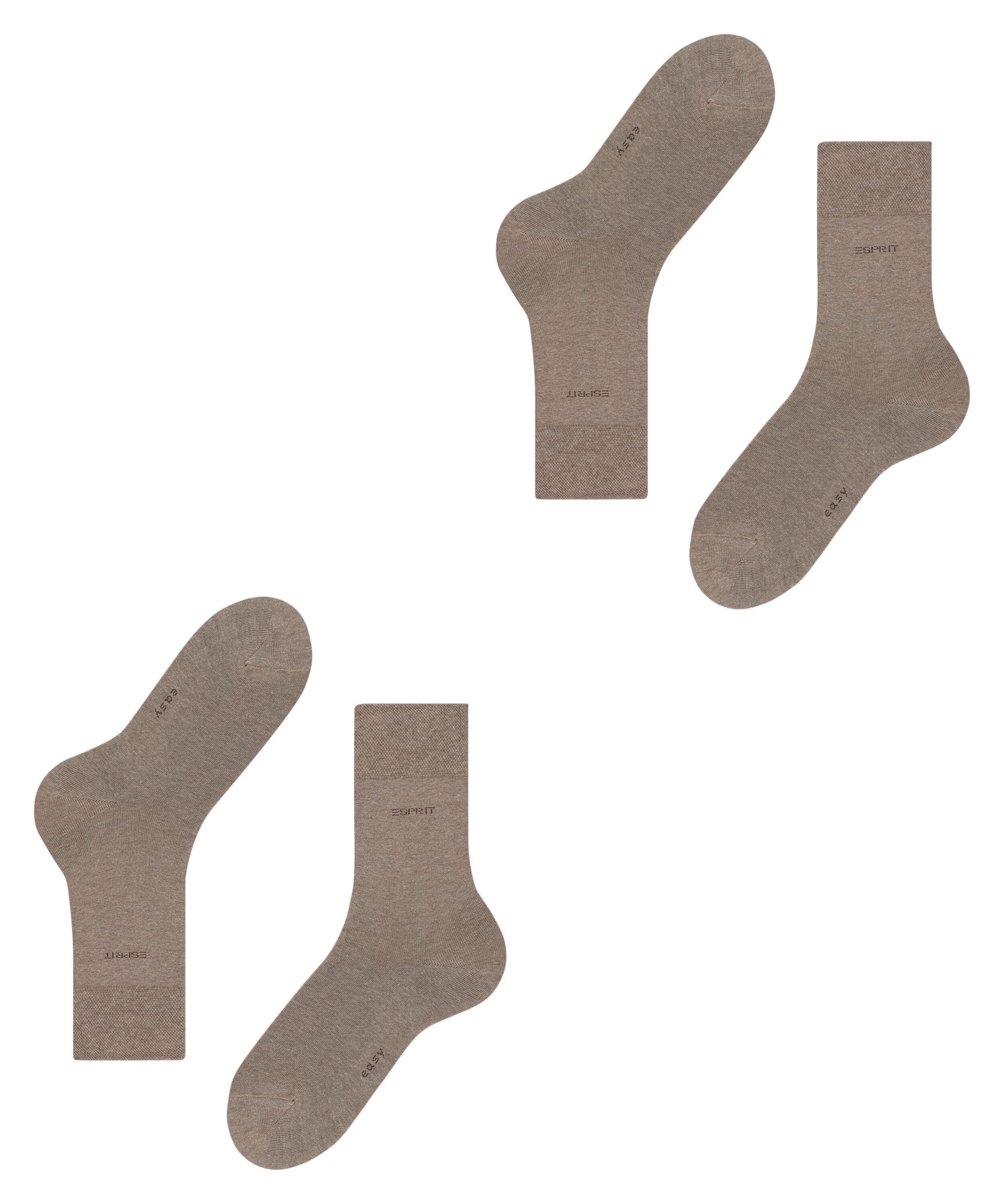 Esprit Socken Basic Easy (2-Paar, 2 Paar) druckfreier, breiter Komfortbund, atmungsaktiv, uni Socken