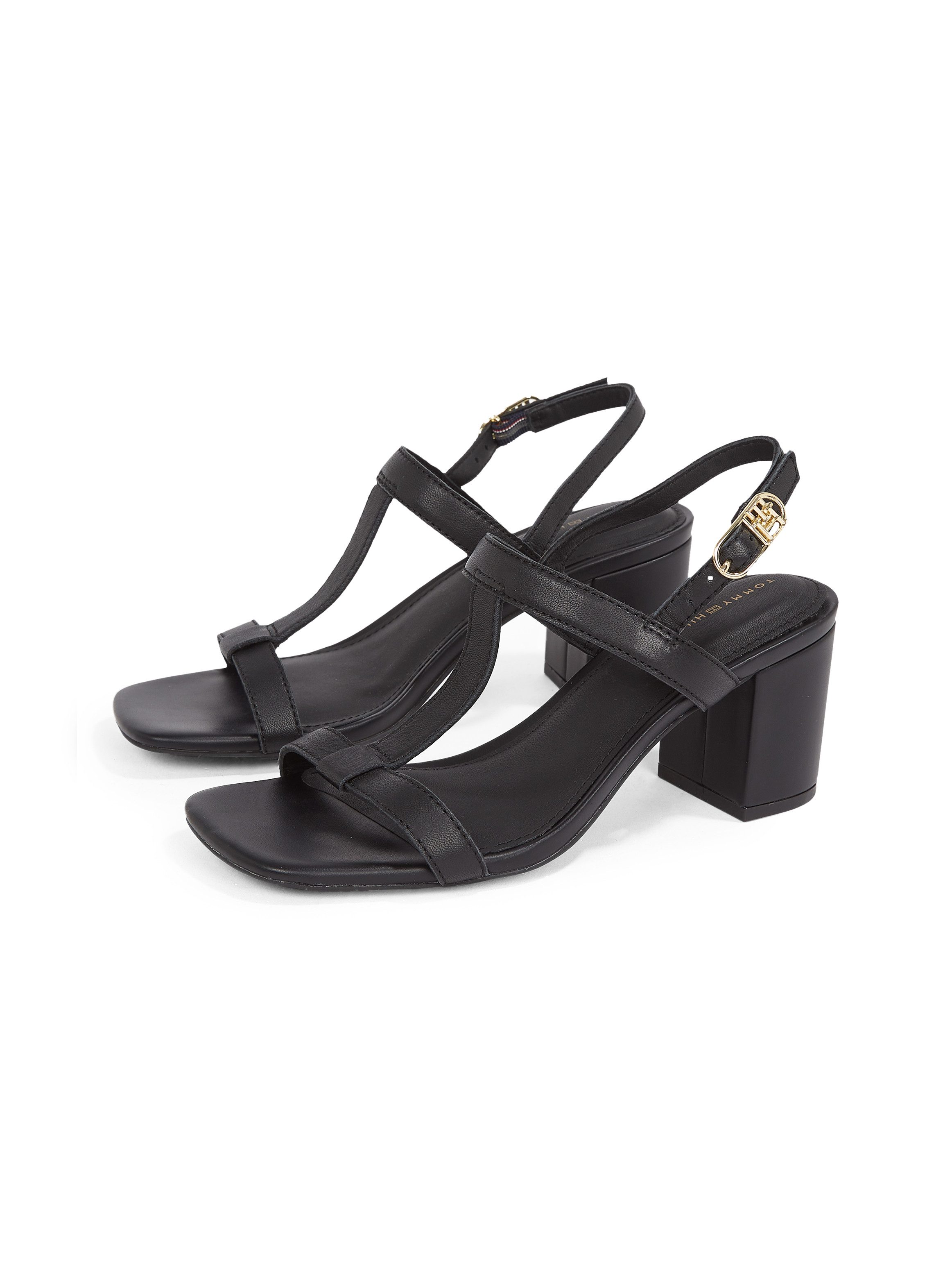 LEATHER BLOCK HEEL SANDAL Sandalette