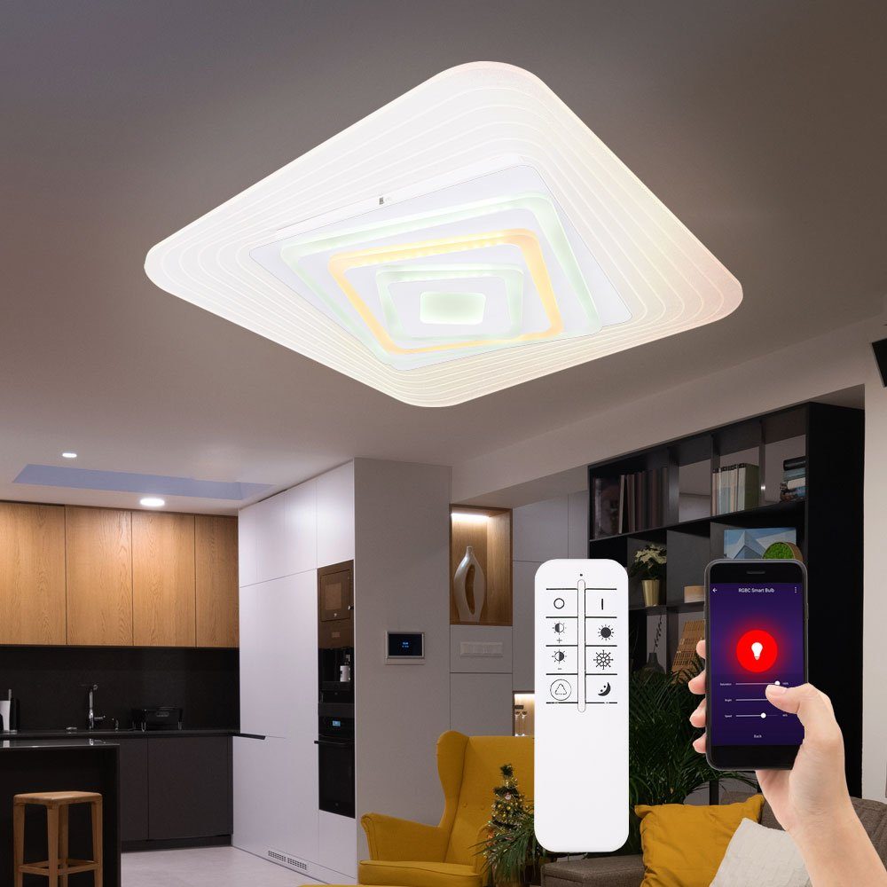 etc-shop LED Deckenleuchte, Leuchtmittel inklusive, Kaltweiß, Warmweiß, Neutralweiß, Tageslichtweiß, Alexa Deckenlampe Smart Deckenleuchte Sprachsteuerung LED