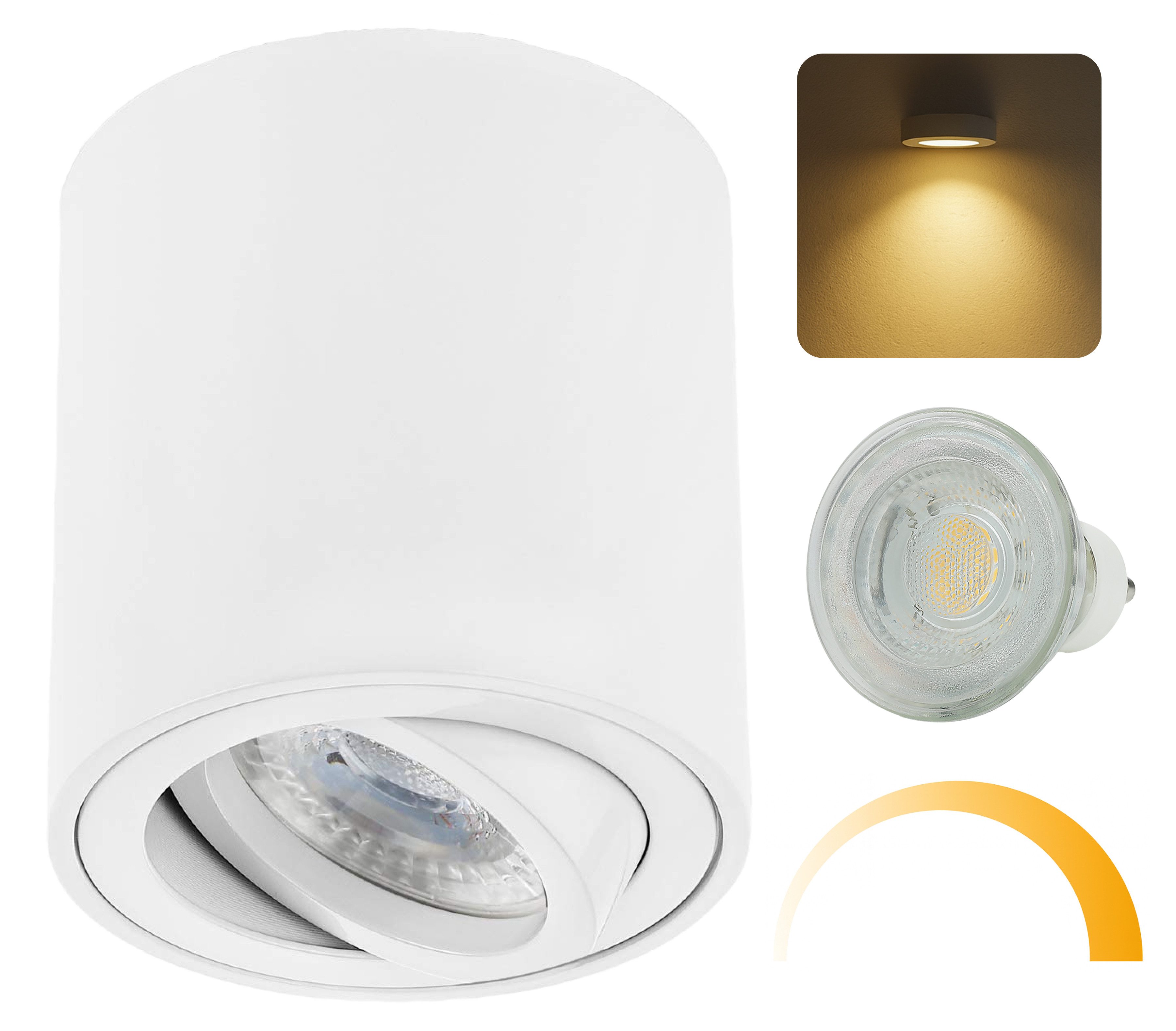 LED Aufbaustrahler GU10 7 W dimmbar LED Deckenspot Aluminium 230 V weiß