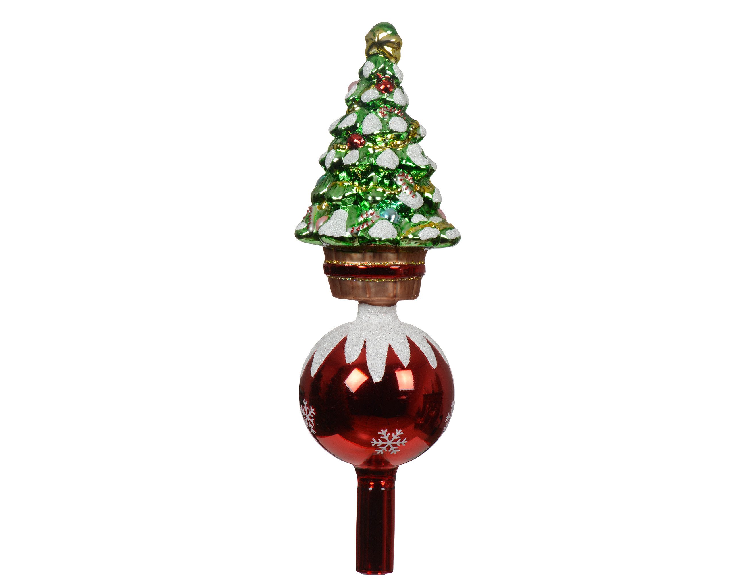 Kaemingk Christbaumspitze, Christbaumspitze Glas Weihnachtsbaum 29cm Rot Grün