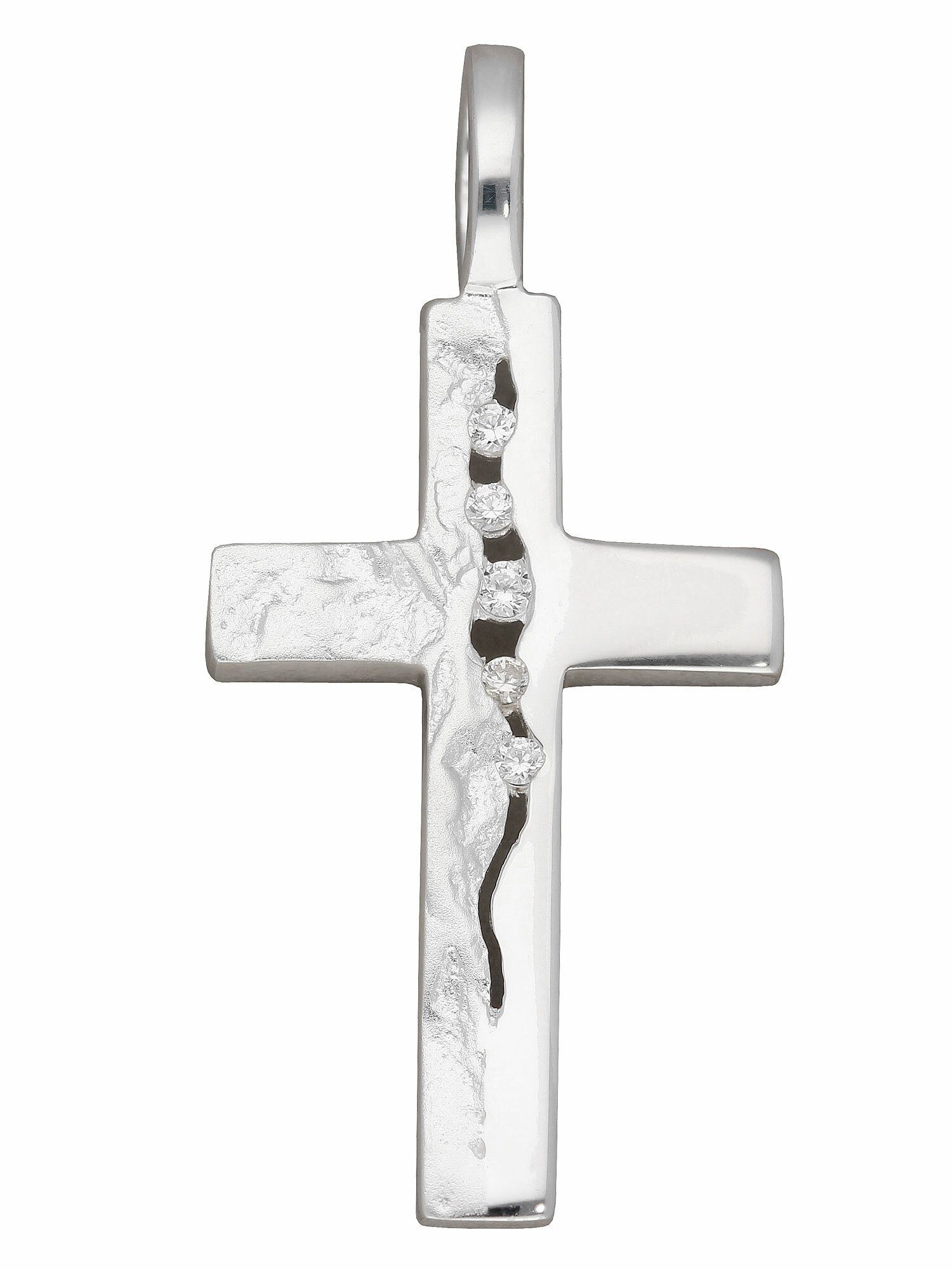 Anhänger Silberschmuck 925 Kreuz Zirkonia Zirkonia, Silber mit Kettenanhänger für Herren Adelia´s Damen & mit