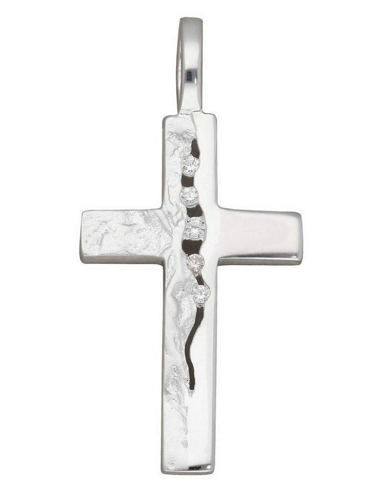 Adelia´s Kettenanhänger 925 Silber Kreuz Anhänger mit Zirkonia, mit  Zirkonia Silberschmuck für Damen & Herren, Mit Liebe gefertigt aus: 925  Sterling Silber