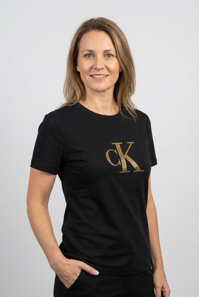 Calvin Klein Jeans T-Shirt Regular Fit, glänzender Logodruck, Rundhalsausschnitt