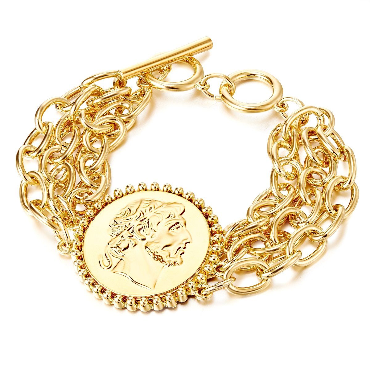 Lulu & Jane Armband Münze gelbgold, Metall-Legierung