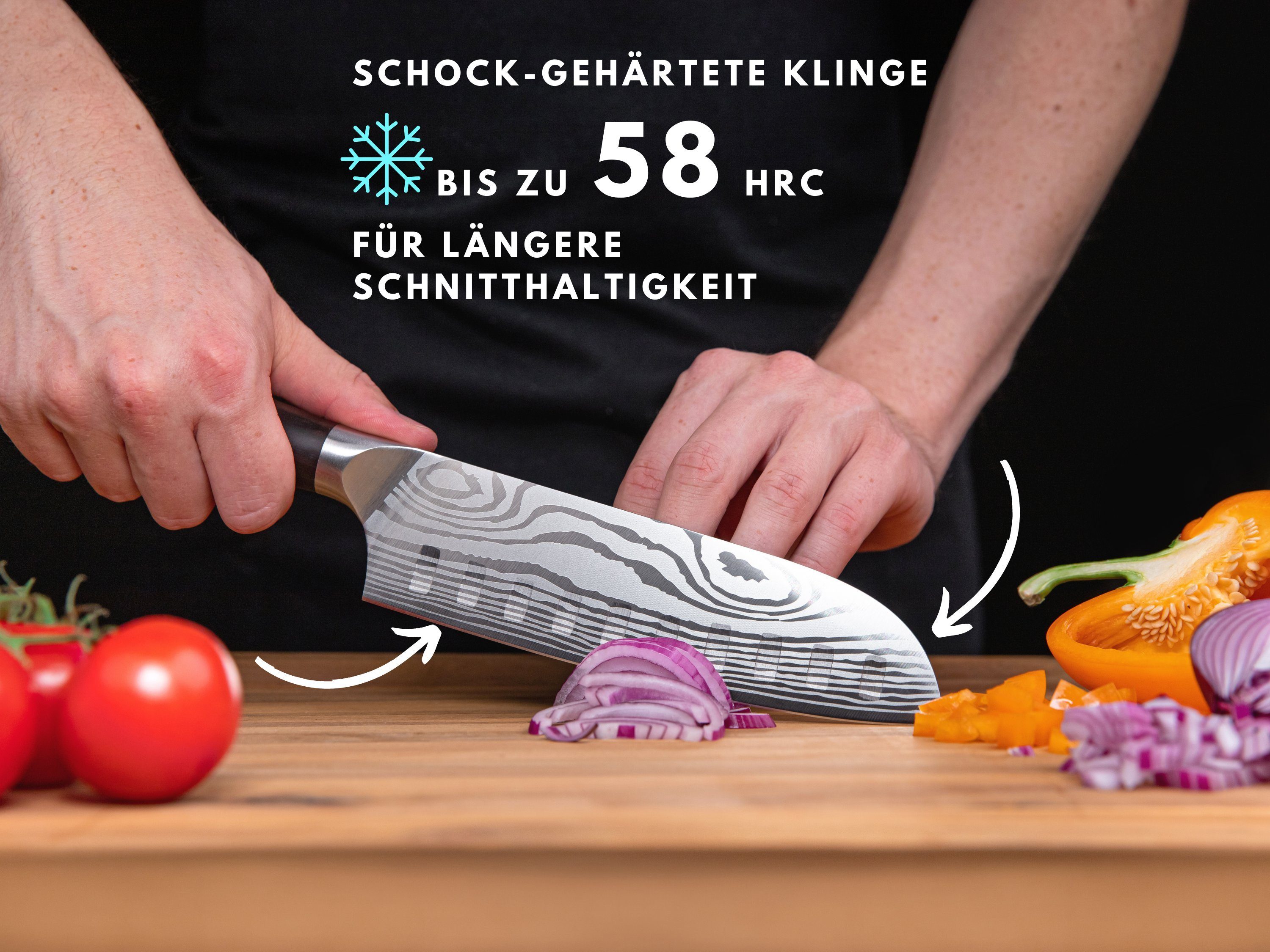 Santokumesser Santokumesser DAMAST-OPTIK Hannah's Küchenmesser, Messer Santokumesser & Homebrand & Sushi - Kochmesser rostfreies