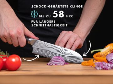 Hannah's Homebrand Santokumesser rostfreies Santokumesser & Sushi Messer - Kochmesser & Küchenmesser, Santokumesser DAMAST-OPTIK
