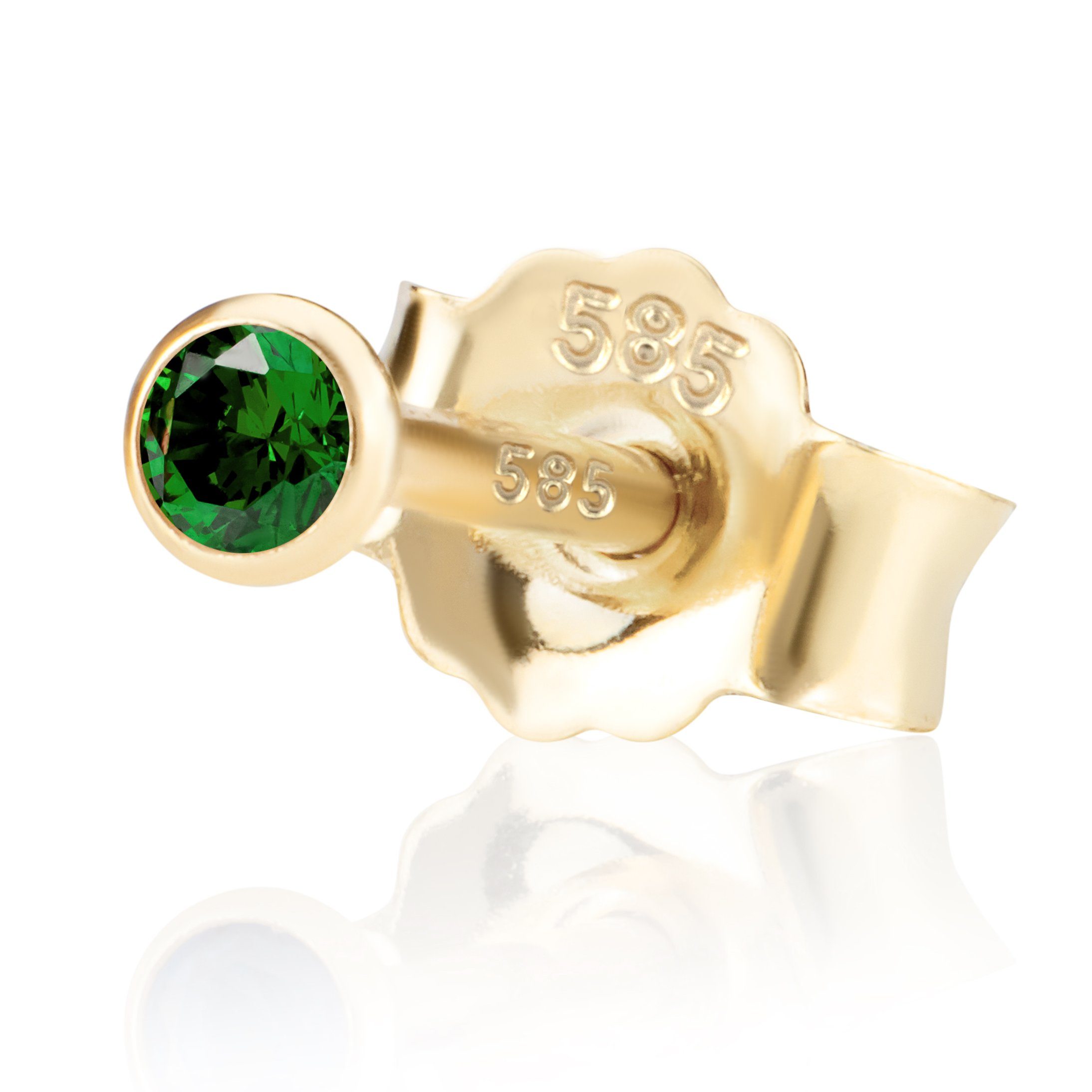 NKlaus Single-Ohrstecker Einzel 2,0mm 585 Gelb Gold 14 K Ohrstecker Zirkon günstig online kaufen