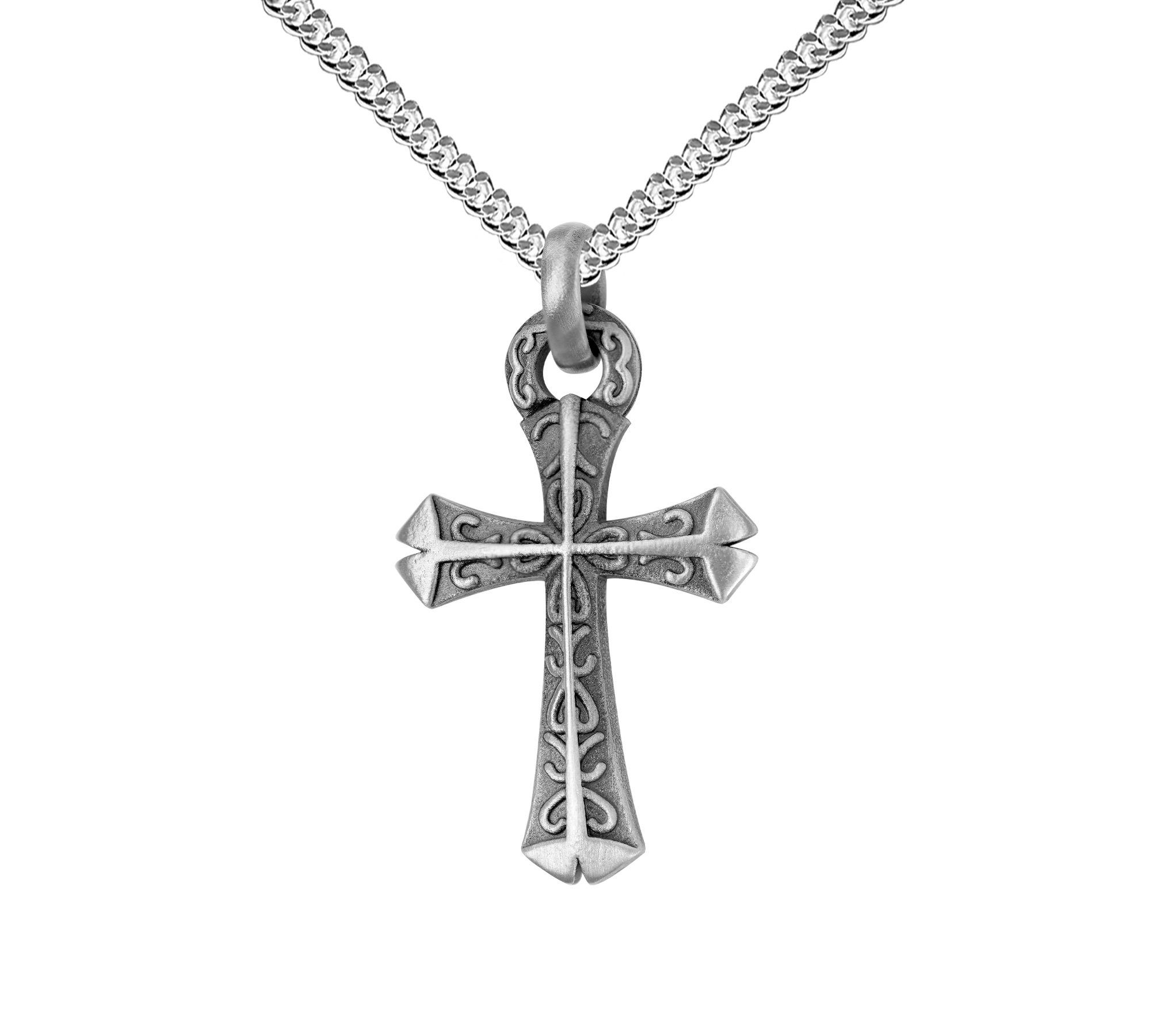 JEVELION Kreuzkette Kreuzanhänger 925 Silber - Made in Germany  (Silberkreuz, für Damen und Herren), Mit Silberkette 925 - Länge wählbar 36  - 70 cm oder ohne Kette.