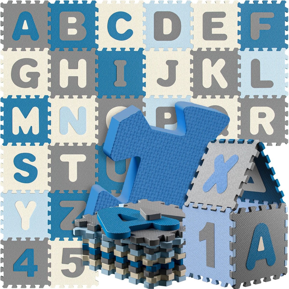 Spielwerk Puzzlematte, Puzzlematte Baby Spielmatte Krabbelmatte Zahlen Buchstaben 3,3m²