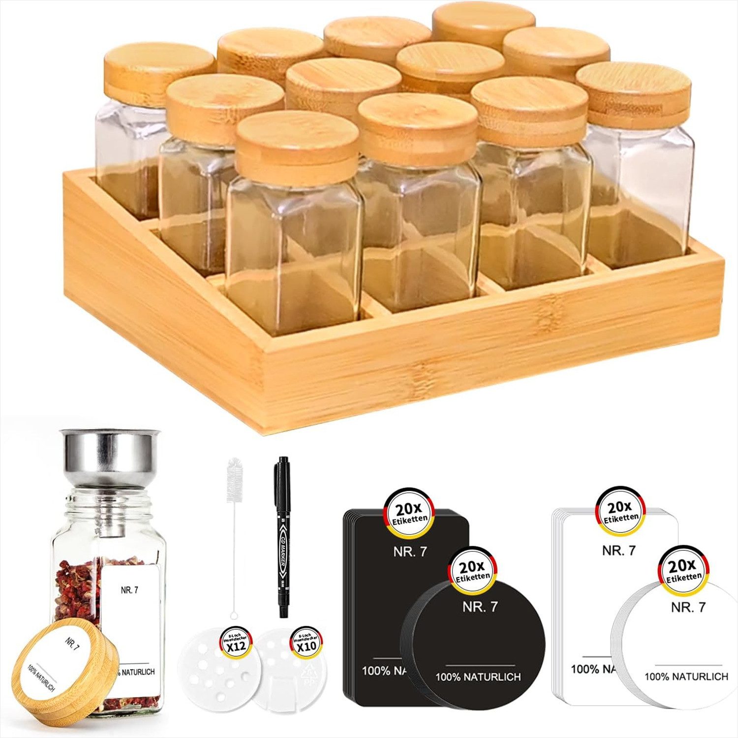 KingLux Gewürzregal Gewürzregal Holz mit 12 günstig online kaufen
