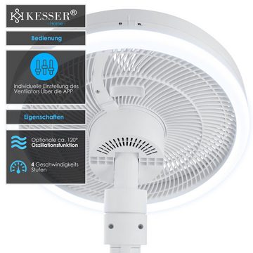 KESSER Standventilator, 4in1 Standventilator Tischventilator mit App Wifi Fernbedinung