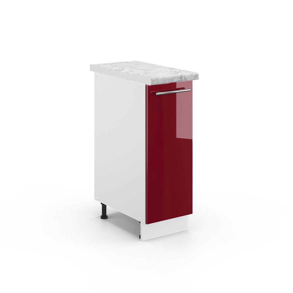 Vicco Apothekerschrank Fame-Line, Bordeaux Hochglanz/Weiß, 30 cm, AP Marmor (1-St)