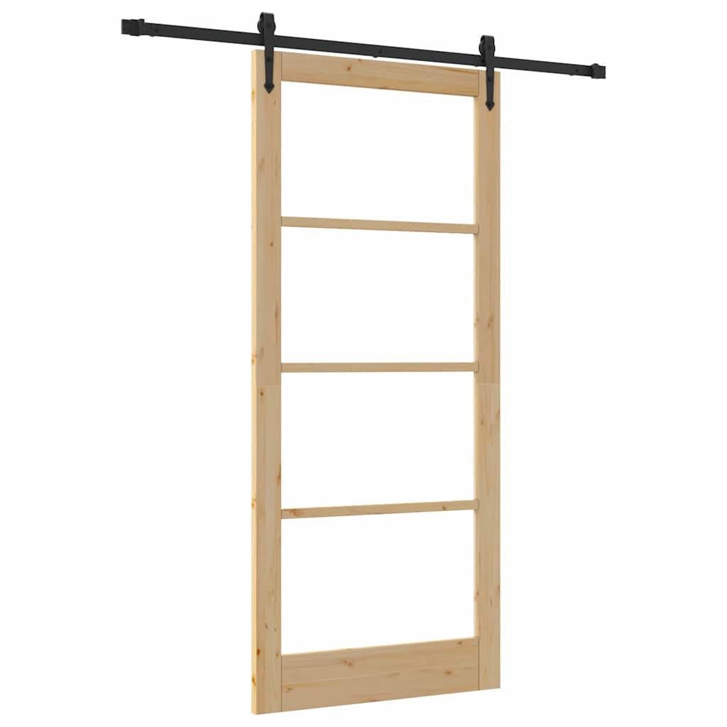 vidaXL Haustür Schiebetür 93 x 211 cm Massivholz Kiefer und Glas Natur (1-St)