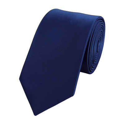 Fabio Farini Krawatte elegante Dunkelblaue Herren Schlips - Krawatten in 6cm (ohne Box, Unifarben) Schmal (6cm), Dunkelblau - Moon Indigo