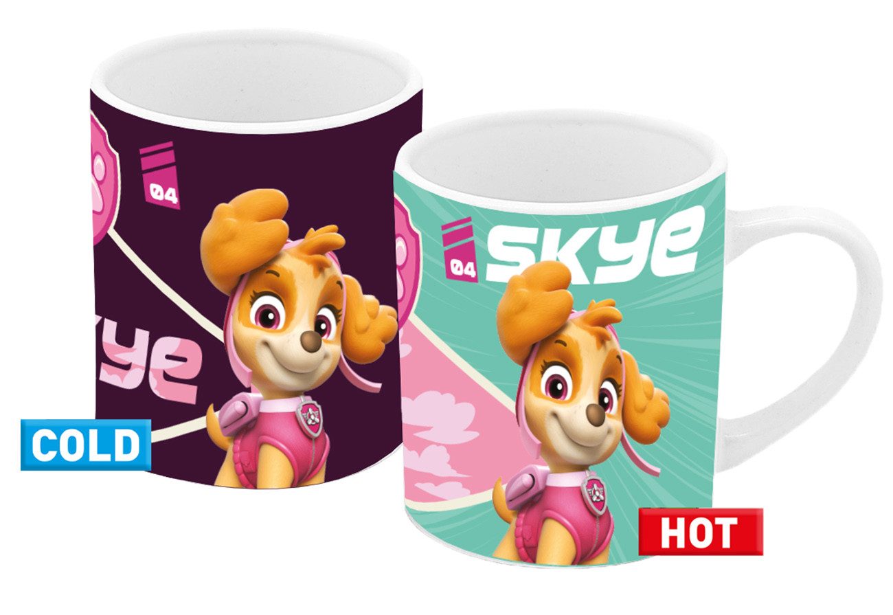 Geda Labels GmbH Tasse Farbwechsel Paw Patrol Skye, 1-tlg., Keramik, Lila, 250ml, mit Thermoeffekt