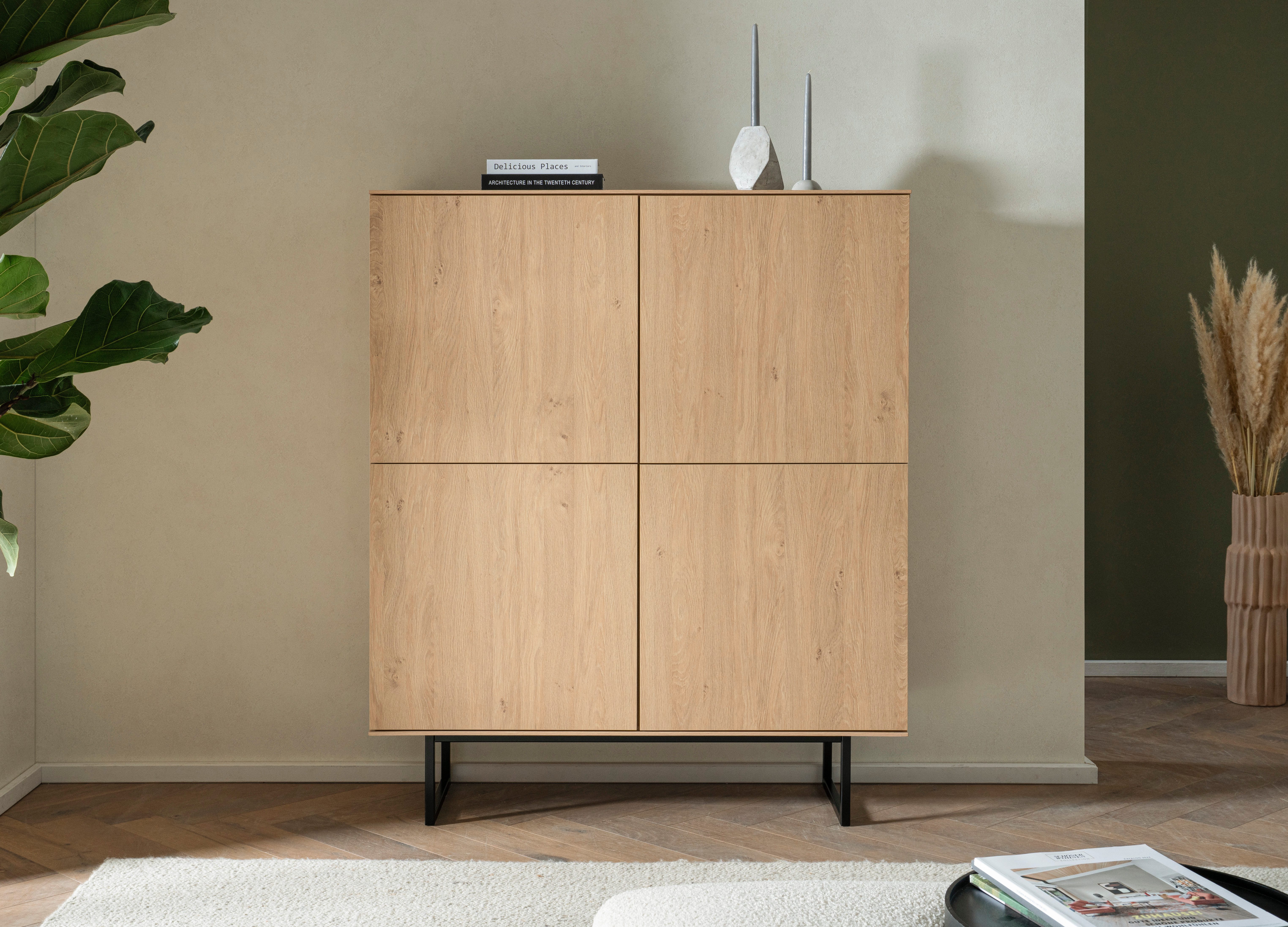 Home affaire Highboard Lund, moderner Schrank, Kommode mit Kufengestell, ausreichend Stauraum, vielseitig einsetzbar, 115 cm breit