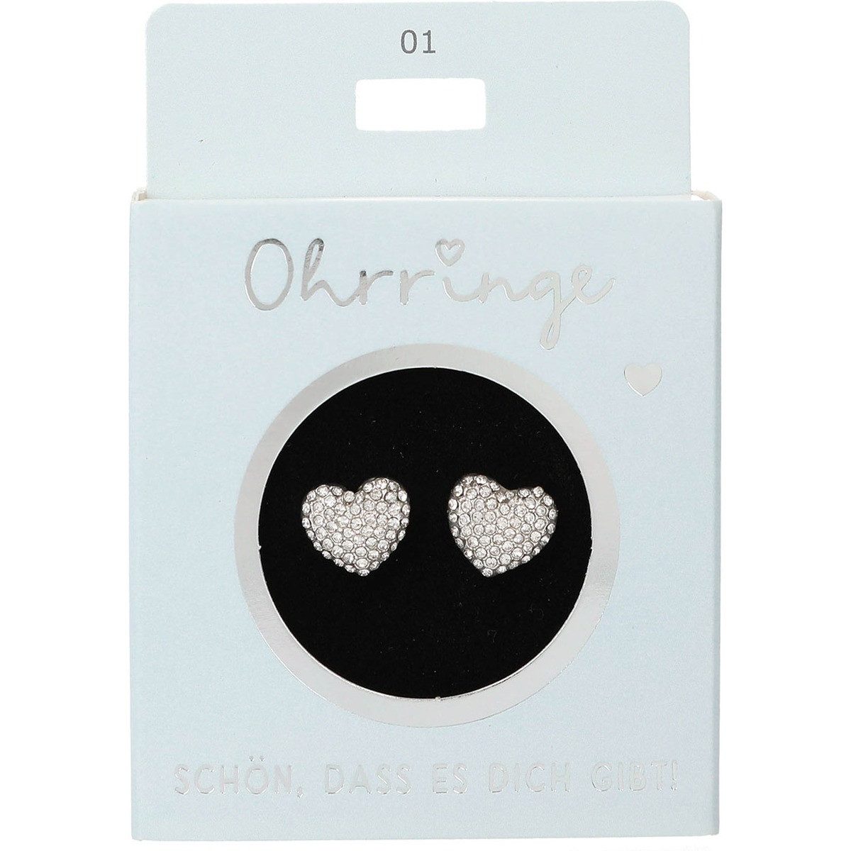 Depesche Ohrring und Ketten Set DEPESCHE Ohrringe Glitzer Herzen Schön, dass es dich gibt! silber Nr.