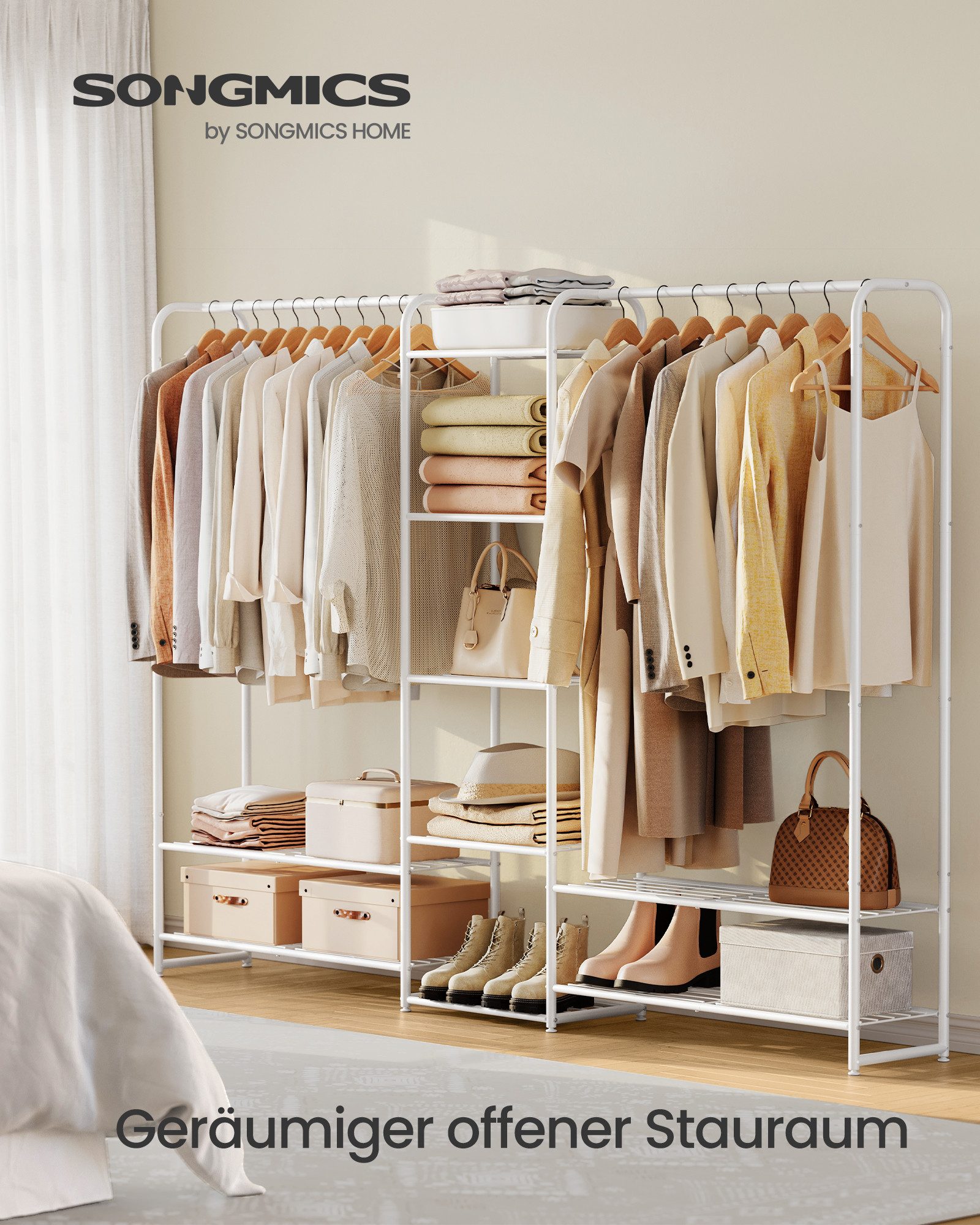 SONGMICS Kleiderständer offener Kleiderschrank, Garderobenständer mit Ablag günstig online kaufen