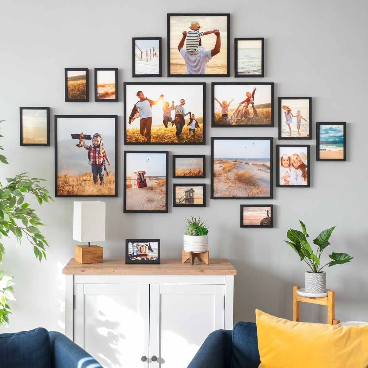 PHOTOLINI Bilderrahmen 17er Set Echtholz-Rahmen schmal, mit Acrylglas, 10x1 günstig online kaufen