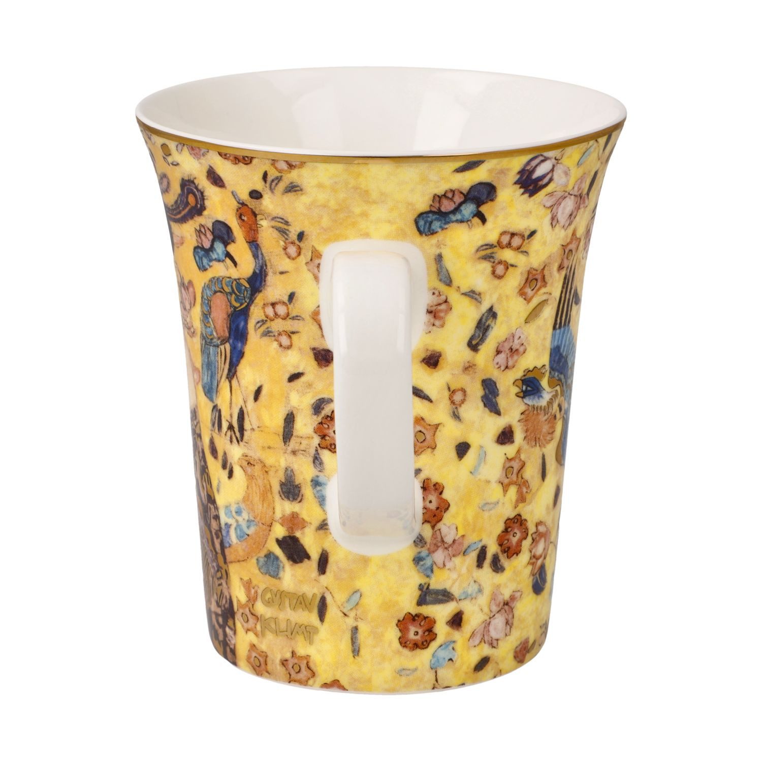 Goebel Tasse Gustav Klimt, Fine Bone China, mit Echtgolfauflage, Bunt, Dame mit Fächer, H: 11cm