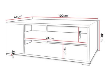 MIRJAN24 Couchtisch Gimren (mit Regal), 100x65x40 cm