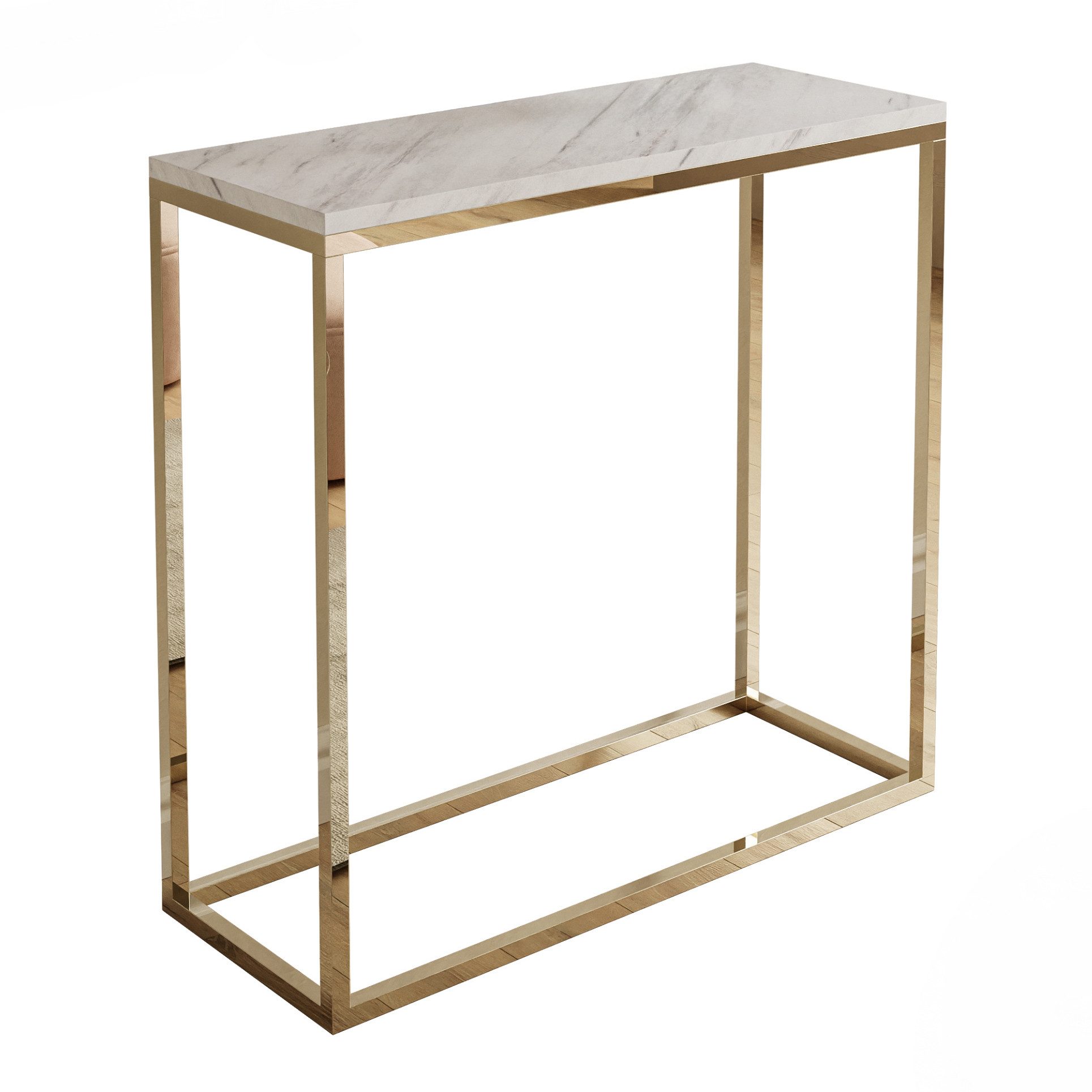 Lookway Konsolentisch MODERN LEVANTO mit goldfarbenem, verchromtem Gestell (1x Konsole), Breite 80/100 cm, Höhe: 80 cm, Tiefe: 30 cm – Bild 5 von 5