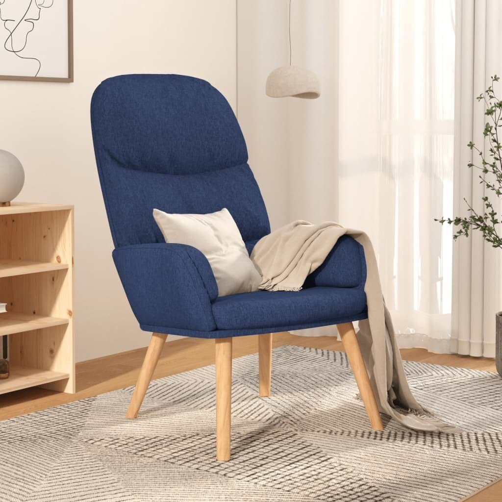 Relaxsessel Blau 70x77x98 cm mit Stoffbezug und Massivholzgestell