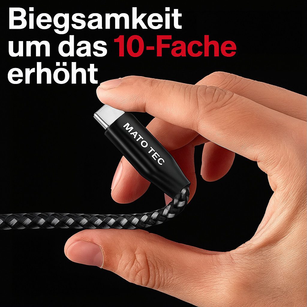 Alpha Electronics USB C Datenkabel SCHNELL Ladekabel für Samsung usw.- mehrere Längen USB-Kabel, USB-C, USB Typ A (200 cm), Schwarz, Rot, Silber, Blau – Bild 4 von 5