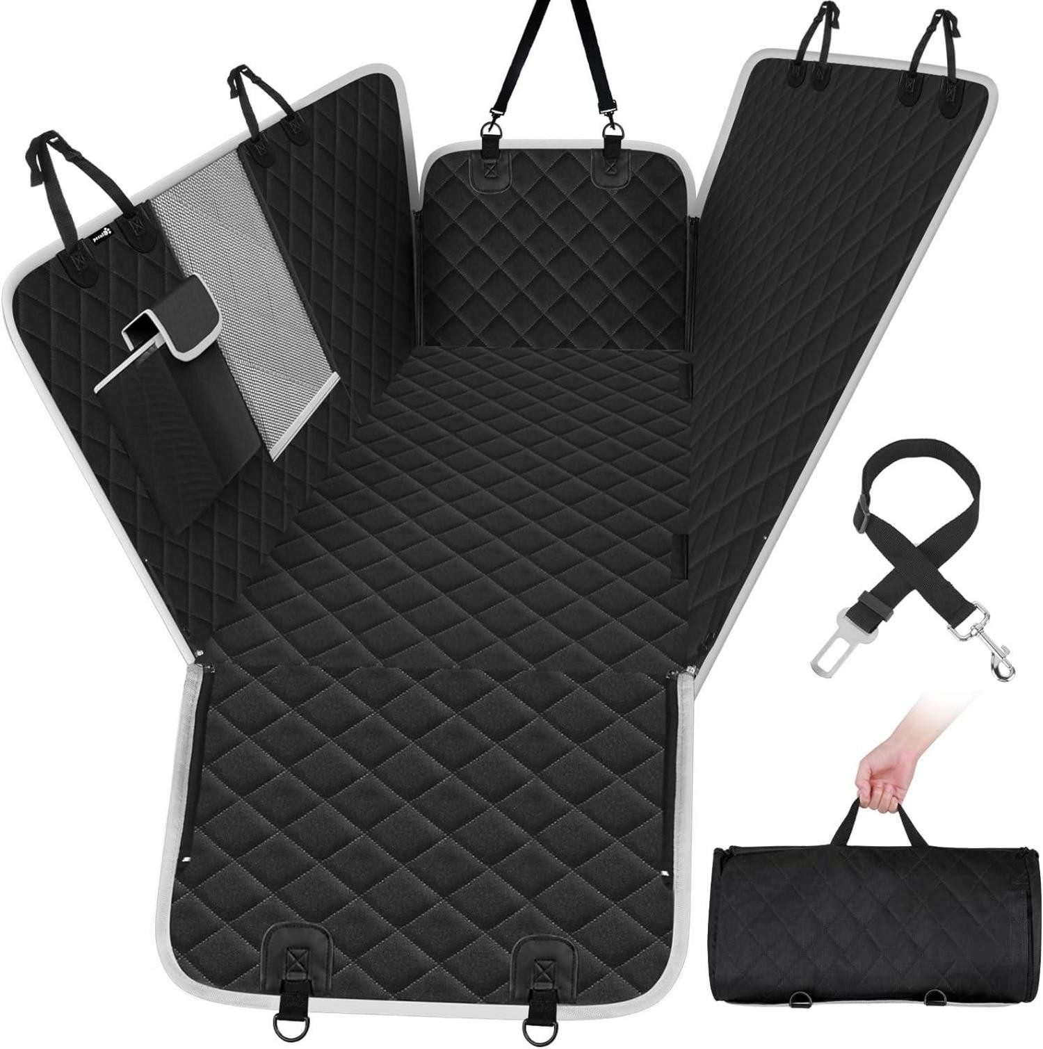 LuxusKollektion Schutzkragen Hundedecke Auto Rückbank Wasserabweisend Schwarz 146x136cm