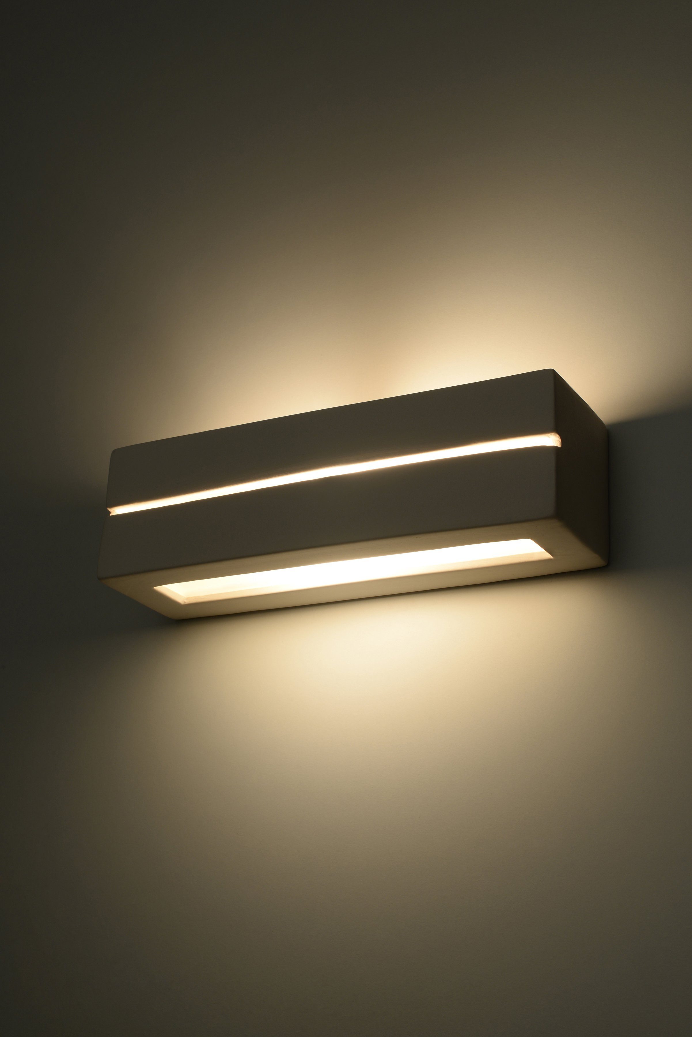 max. LINE, Wandleuchte ca. Watt Wandlampe lighting E27, geeignet für 1x cm, SOLLUX Deckenleuchte Keramik Leuchtmittel 33x10x10 E27 60 VEGA