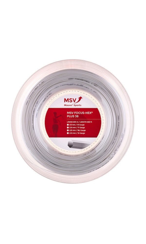 Tennissaite Focus Hex Plus 38 (Haltbarkeit+Spin) weiss 200m Rolle