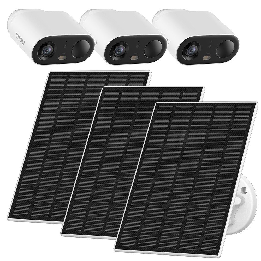 Imou Überwachungskamera Cell Go Full Color KIT Solar-Sicherheitskamera 3er Pack (Außenbereich, Smart Home, Outdoor WLAN Kamera mit Solarpanel, weiß)