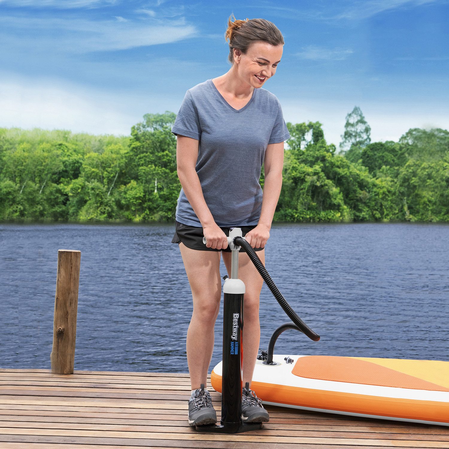 Bestway Luftpumpe Air Hammer™ (Packung, 1-tlg., 1.800 / 3.450 ml), Hubvolumen: 1.800 (1 Bewegung) / 3.450 ml (2 Bewegungen)