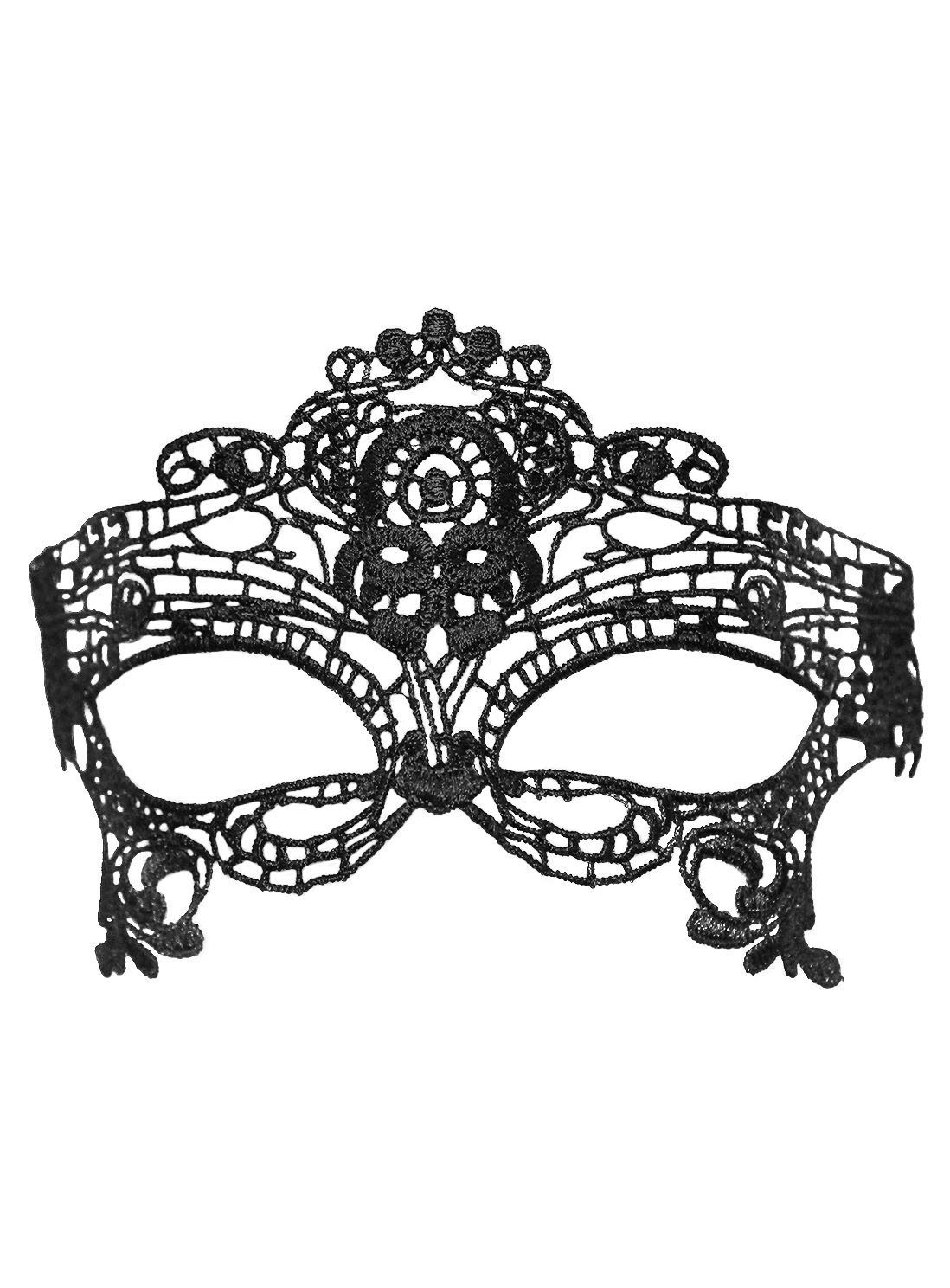 Metamorph Verkleidungsmaske Schwarze Spitzenmaske Diadem, Filigrane Augenmaske aus Stoff