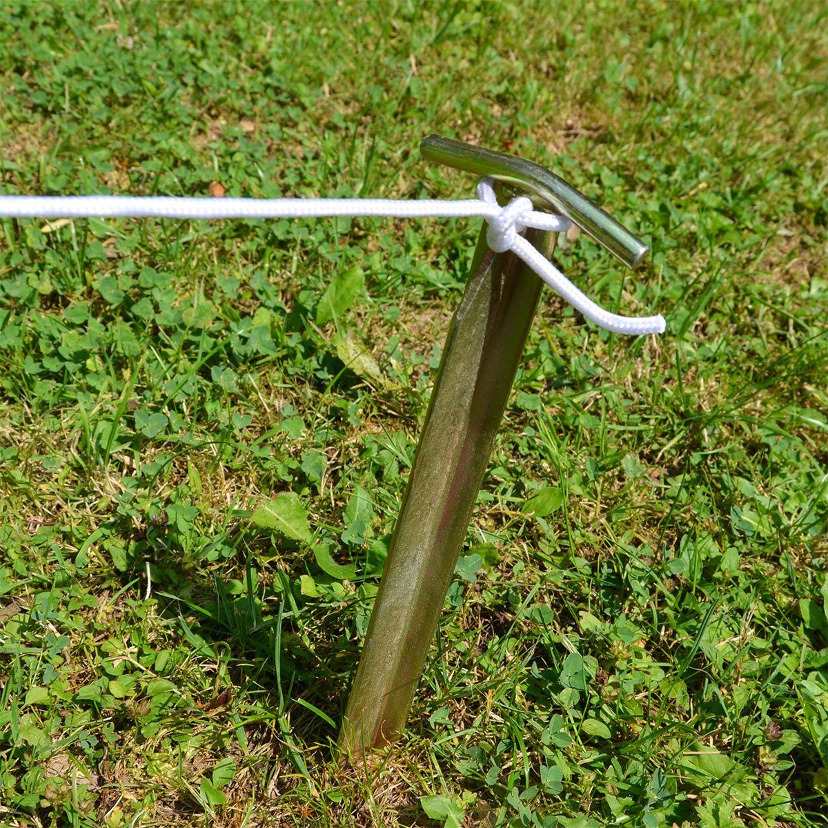 AMANKA Zelthering Set: 4 Massive Erdnägel für Zelte - 300 mm Camping Heringe Verzinkt, T-Profil Bodenanker für harte Böden - Zelt Zubehör Witterungsbeständig