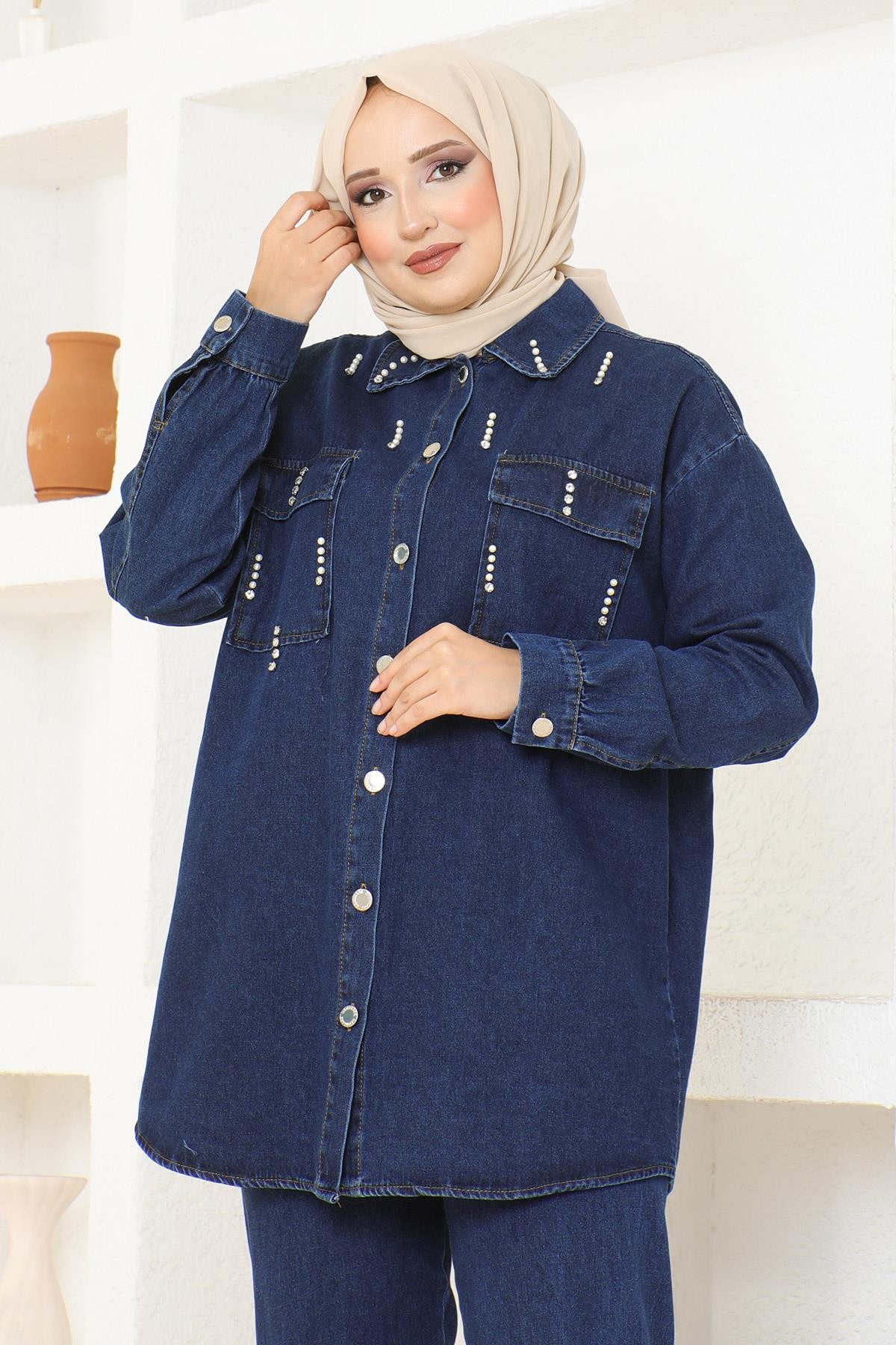 MODAMİHRAM Tunikakleid Stein Detail Denim Set günstig online kaufen