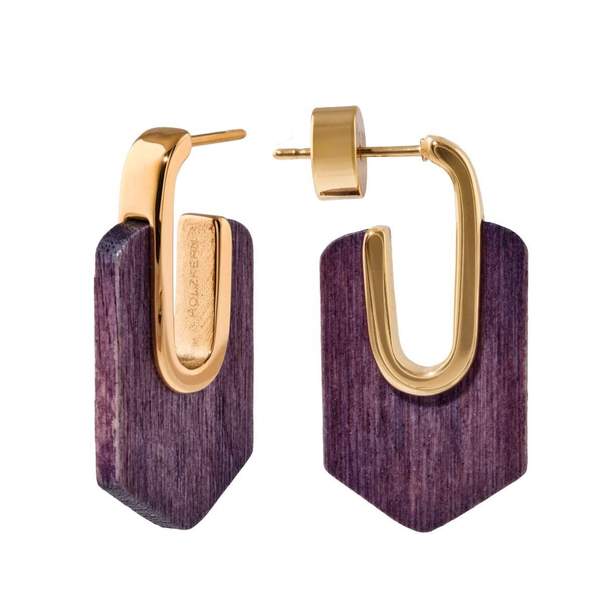 Holzkern Paar Ohrstecker 9010631023164, für Damen Sequoia Amaranth/Goldfarben