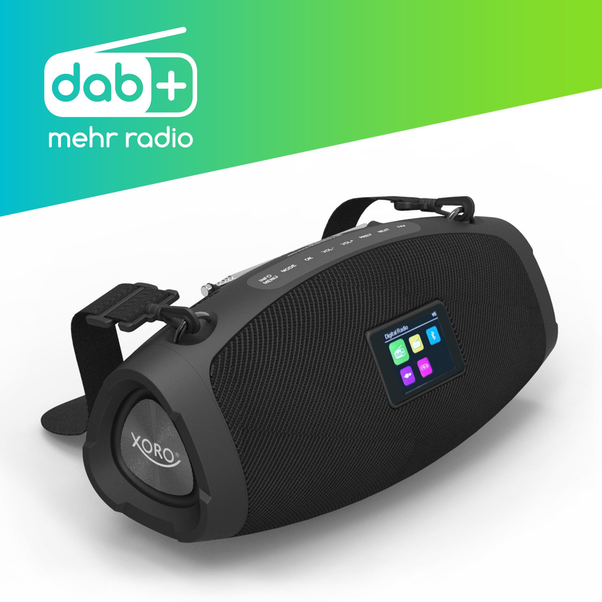 Xoro DAB 800 - Outdoor Radio mit 2x 10W Lautsprecher für Garten & Camping, Digitalradio (DAB) (DAB+, Digitalradio (DAB), FM‑Radio, Robustes Outdoor‑Radio mit kräftigem Stereo‑Sound und DSP‑Technologie)