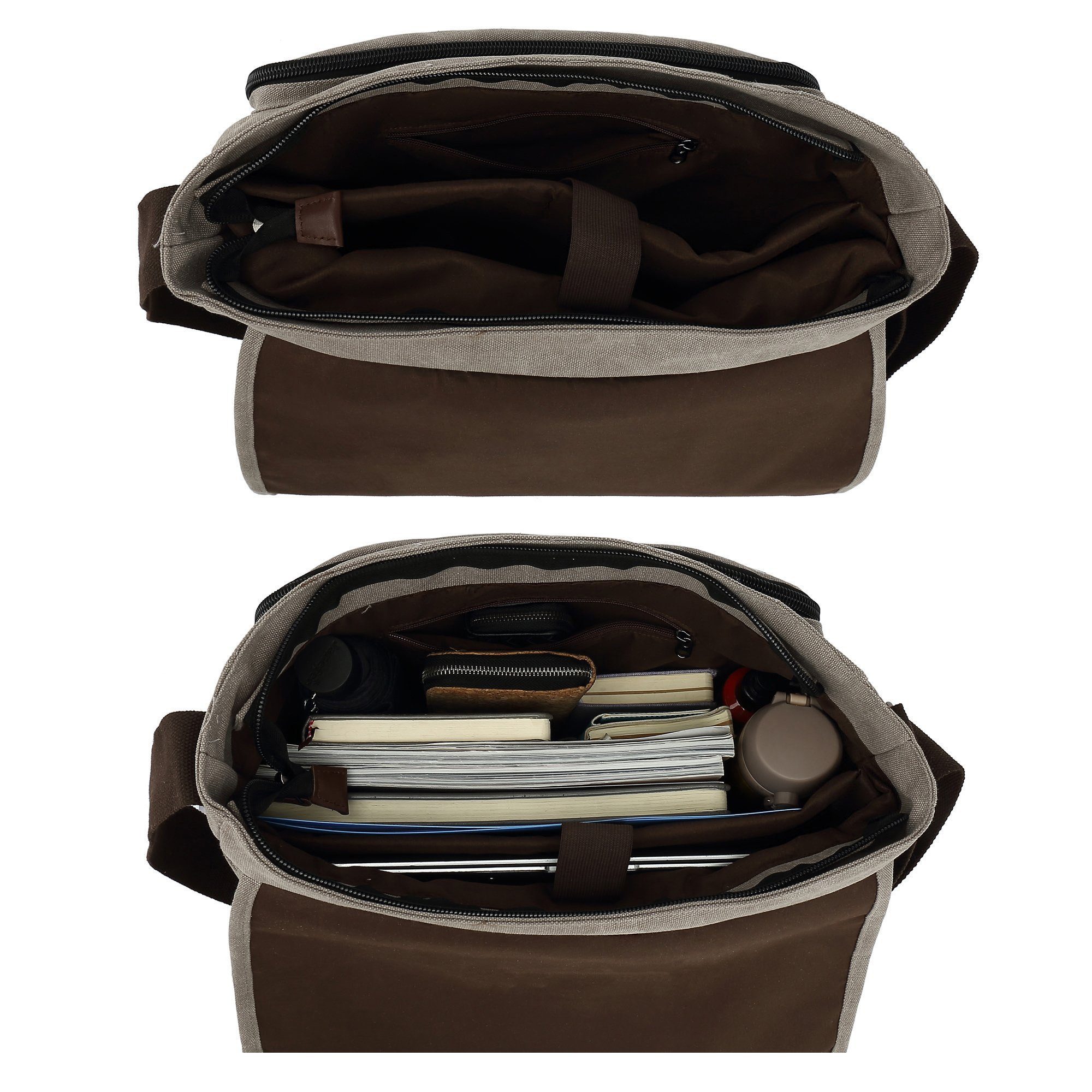 TAN.TOMI Umhängetasche Umhängetasche Herren Schultertasche 15.6 Zoll Kuriertasche aus Canvas, Hochwertige Herrentasche Schultertasche/Kuriertasche/Messenger Bag