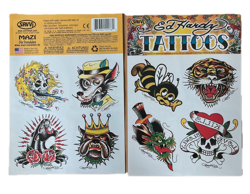 LK Trend & Style Schmuck-Tattoo Ed Hardy Temporary, 8-tlg., Eine Packung enthält 8 Motive, Tattoo das nicht ewig hält