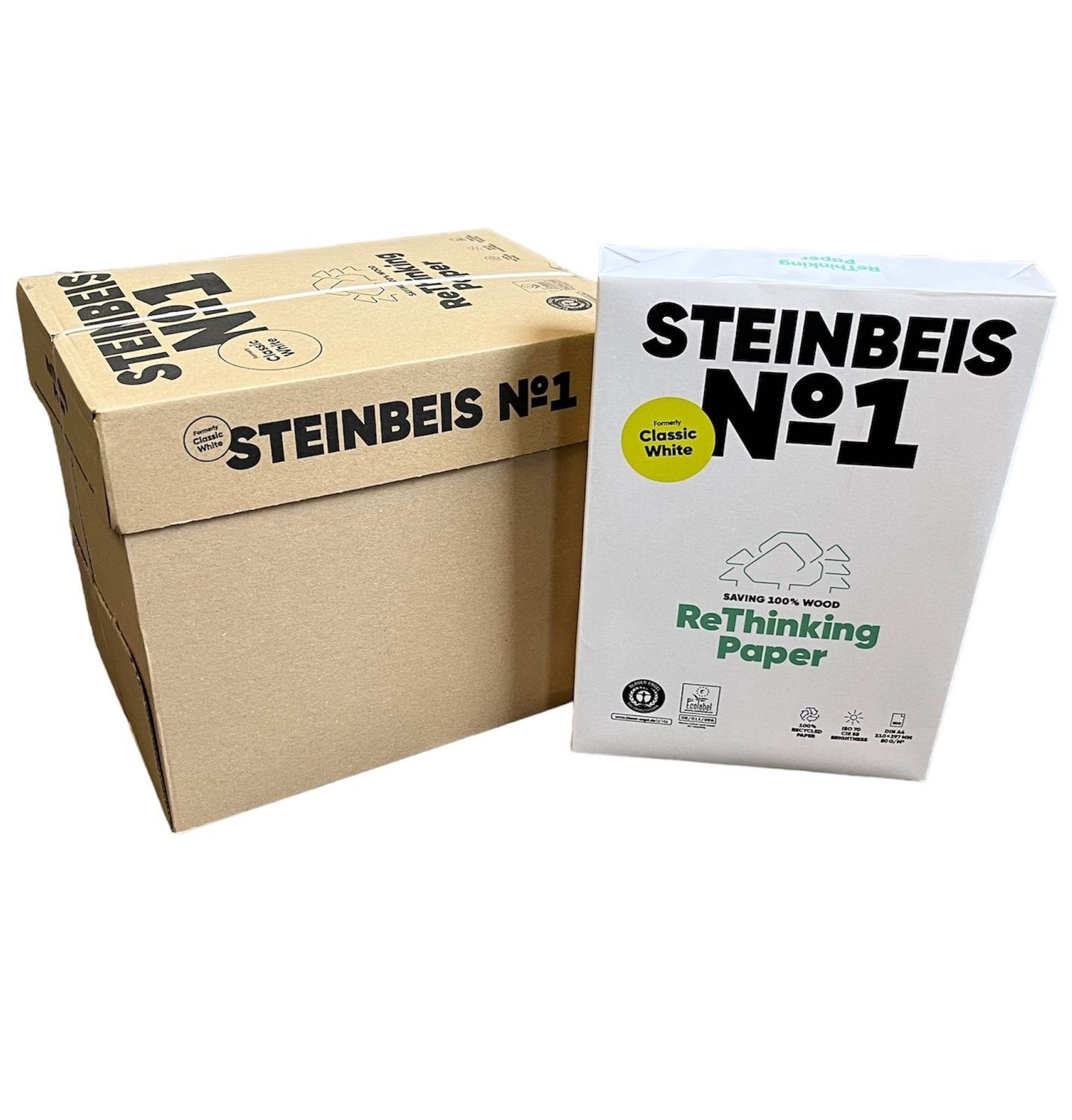 STEINBEIS Briefpapier Steinbeis No.1 Druckerpapier A4 g/m² 2500x 80 ISO70 Recycling-Papier